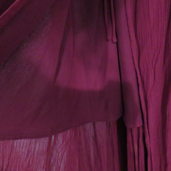 Lulus Women Sz L Burgundy Red Heart of Marigold Maxi Wrap Dress Flowy Sleeve - Picture 5 of 6